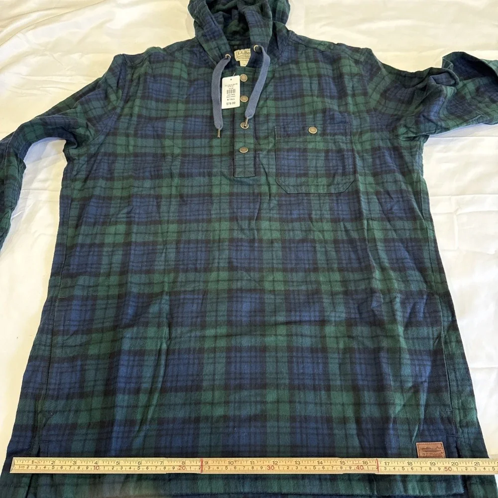 L.L. Bean Scotch Plaid Traditional Fit Flannel  Unisex M Blue/Green Pullover